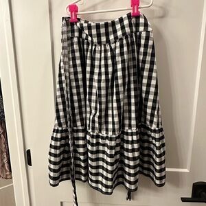 J. Crew Black and White gingham Midi Skirt